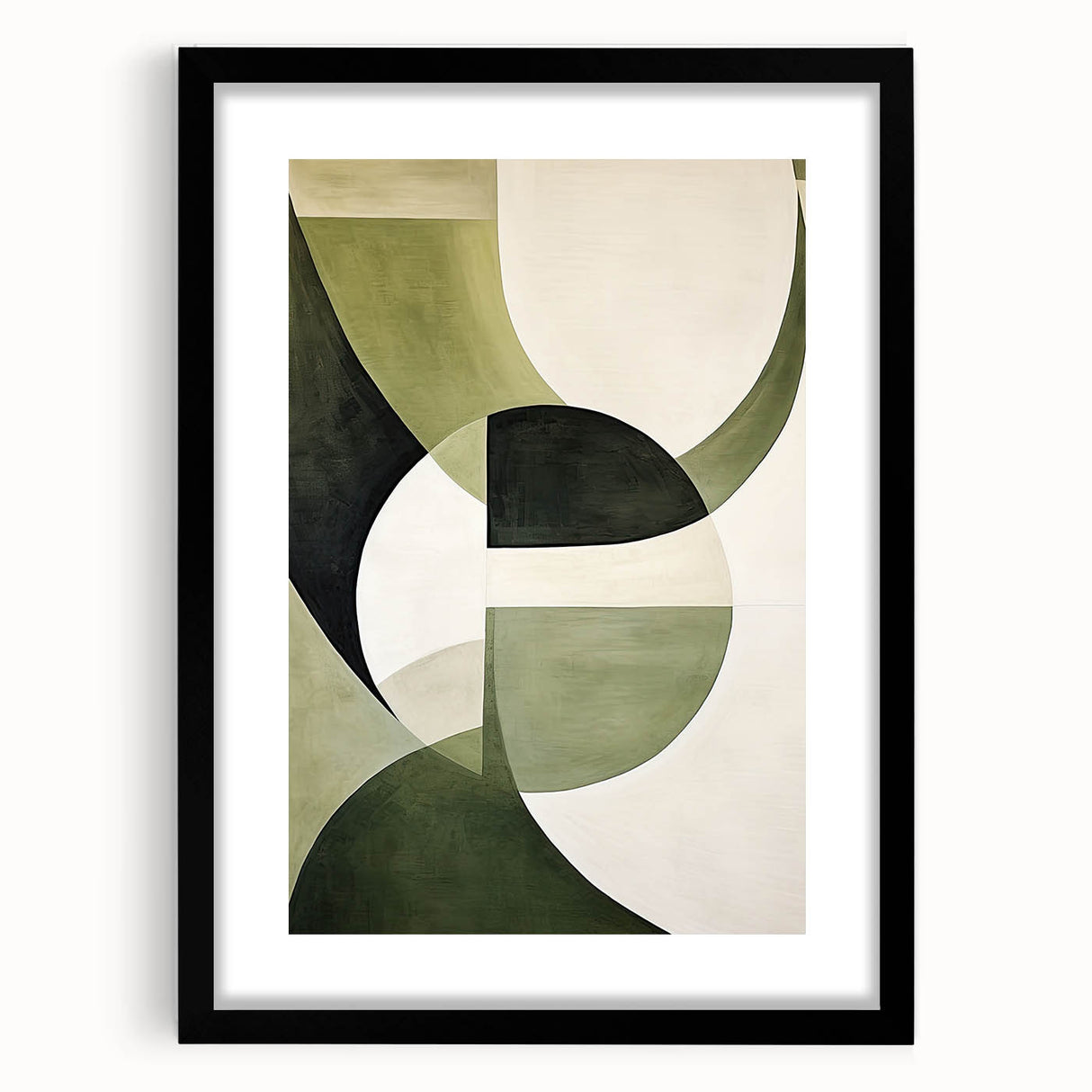 Modern Dining Room Wall Art – Abstract Green and White Canvas Print