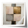 Abstract geometric art print featuring vibrant colors and sharp angles, displayed in a glossy finish, ideal for modern home decor and creative spaces.