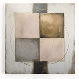 Abstract geometric stretched canvas artwork showcasing vibrant colors and intricate patterns, ideal for modern home decor or art enthusiasts. Perfect for enhancing living spaces.