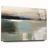 Abstract landscape wall art displayed in acrylic glass, showcasing vibrant colors and intricate patterns, secured with pins for a modern aesthetic. Ideal for home decor.