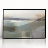 Abstract landscape wall art framed in black acrylic, showcasing vibrant colors and modern design elements, perfect for enhancing contemporary home decor.