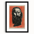 Expressionist Art - Bold Old Man Portrait in Black and Red Tones