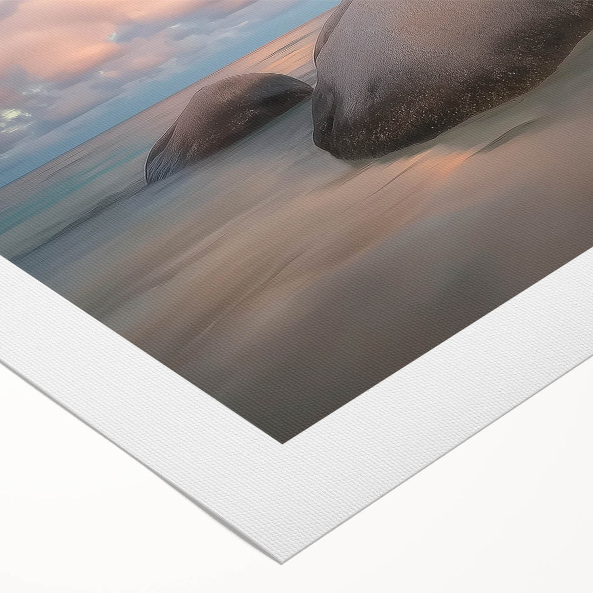 Stunning rolled canvas artwork depicting a serene beach landscape with vibrant colors and soft waves, ideal for coastal-themed home decor. Perfectly packaged in a protective cardboard tube for safe shipping.
