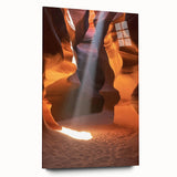 Acrylic glass artwork showcasing a stunning landscape of canyons, displayed from a side view without pins, highlighting vibrant colors and natural beauty. Perfect for modern decor.