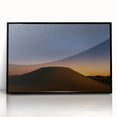 Framed acrylic artwork showcasing a striking desert landscape with vibrant colors, set in a sleek black frame, ideal for modern decor. Perfect for adding a touch of nature to any room.