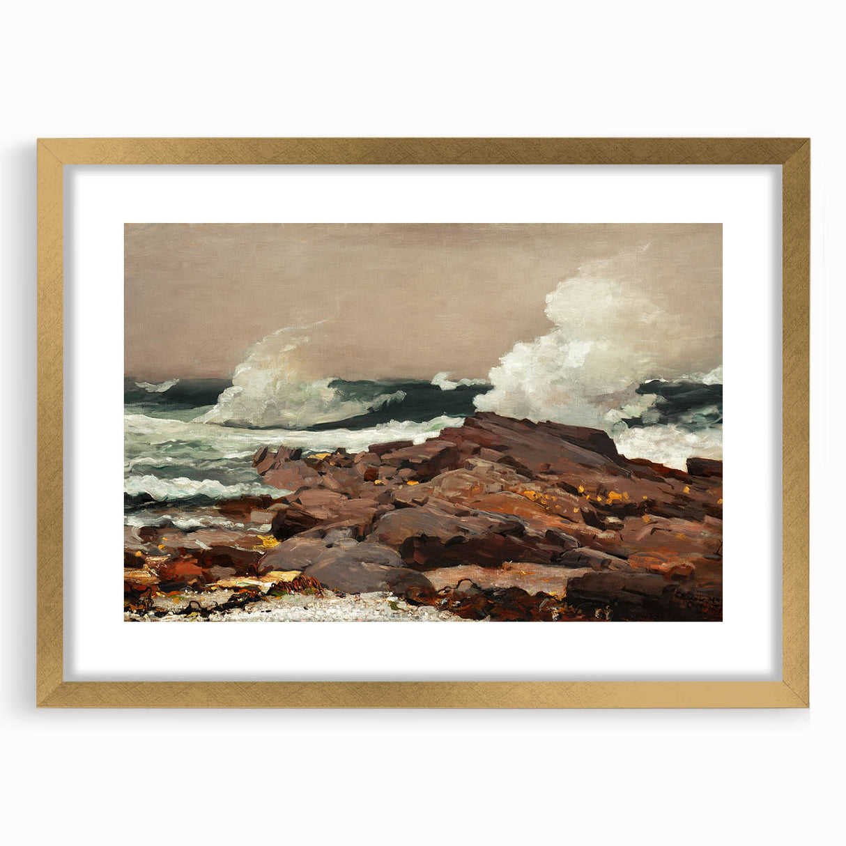 Eastern Point Realism Coastal Art Print - Winslow Homer Ocean Waves, 1900