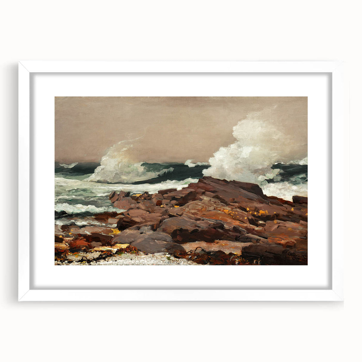 Eastern Point Realism Coastal Art Print - Winslow Homer Ocean Waves, 1900