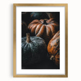 Extra large abstract art print with textured autumnal shades, framed in gold, ideal for living room decor.