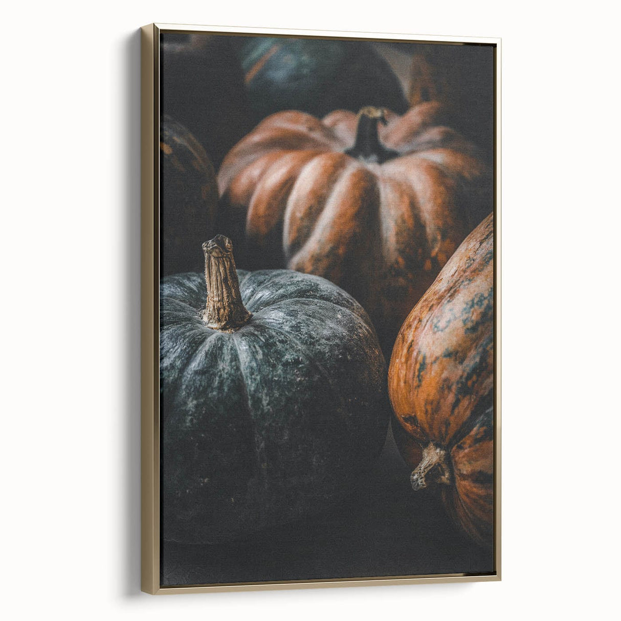 Framed canvas featuring a vintage landscape painting of autumn trees in gold and black tones, ideal for bedroom wall decor.