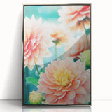 Mid-century modernist art depicting spring season in pastel shades, framed in silver acrylic, suitable for nursery wall art.