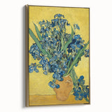 Vintage poster art of a landscape painting on a gold-framed canvas, with dark and earthy tones, suitable for bedroom decor.