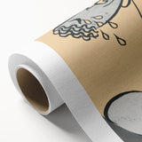 Abstract Modern Art: Fluid Motion in Blue and Gold with Organic Flow