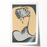 Abstract Modern Art: Fluid Motion in Blue and Gold with Organic Flow