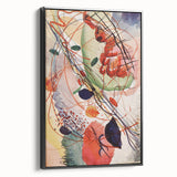 Modern Abstract Art: Vibrant Shapes in Red, Blue, and Yellow Tones