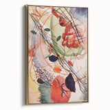 Modern Abstract Art: Vibrant Shapes in Red, Blue, and Yellow Tones