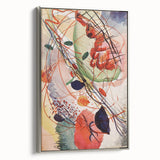 Modern Abstract Art: Vibrant Shapes in Red, Blue, and Yellow Tones