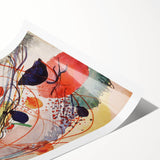 Modern Abstract Art: Vibrant Shapes in Red, Blue, and Yellow Tones