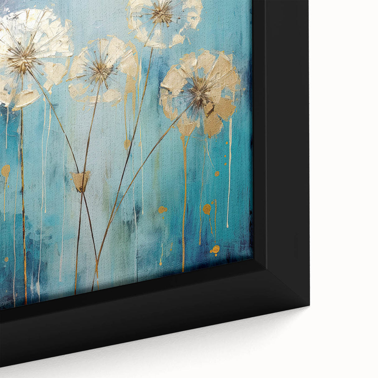 Acrylic Dining Room Artwork – Gold Floral Canvas for Modern Spaces
