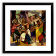 Black front view of an abstract figurative art frame with a mat, showcasing elegant modern design elements that enhance contemporary decor. Ideal for home or office styling.