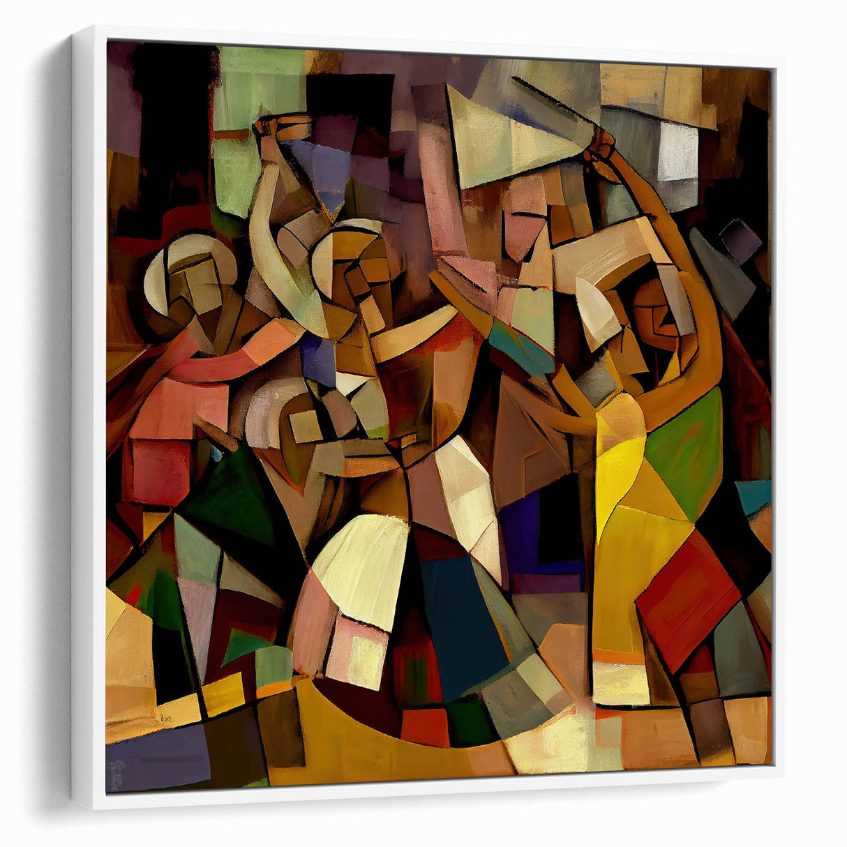 Framed abstract figurative canvas artwork showcasing a white side view design, perfect for modern home decor, highlighting elegance and artistic flair. Ideal for enhancing living spaces with a contemporary touch.