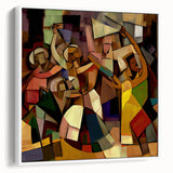 Framed abstract figurative canvas artwork showcasing a white side view design, perfect for modern home decor, highlighting elegance and artistic flair. Ideal for enhancing living spaces with a contemporary touch.