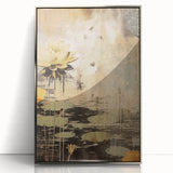 Framed abstract floral wall art with vibrant colors, featuring a silver acrylic frame. Ideal for modern home decor and adding a touch of elegance to any space.