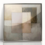 Framed abstract geometric acrylic art piece in silver tones, showcasing intricate designs and a modern aesthetic, perfect for contemporary home decor.
