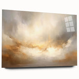 Abstract landscape wall art displayed in acrylic glass, showcasing vibrant colors and intricate details. The side view emphasizes the artwork's depth and modern aesthetic, ideal for contemporary home decor.