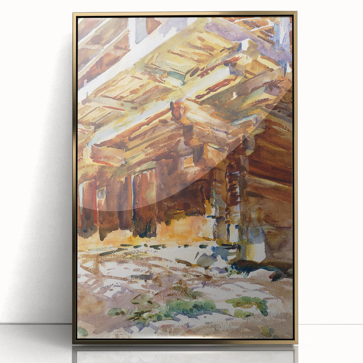 Modern Wall Art - Sunlit Rustic Structure - Contemporary Art Print