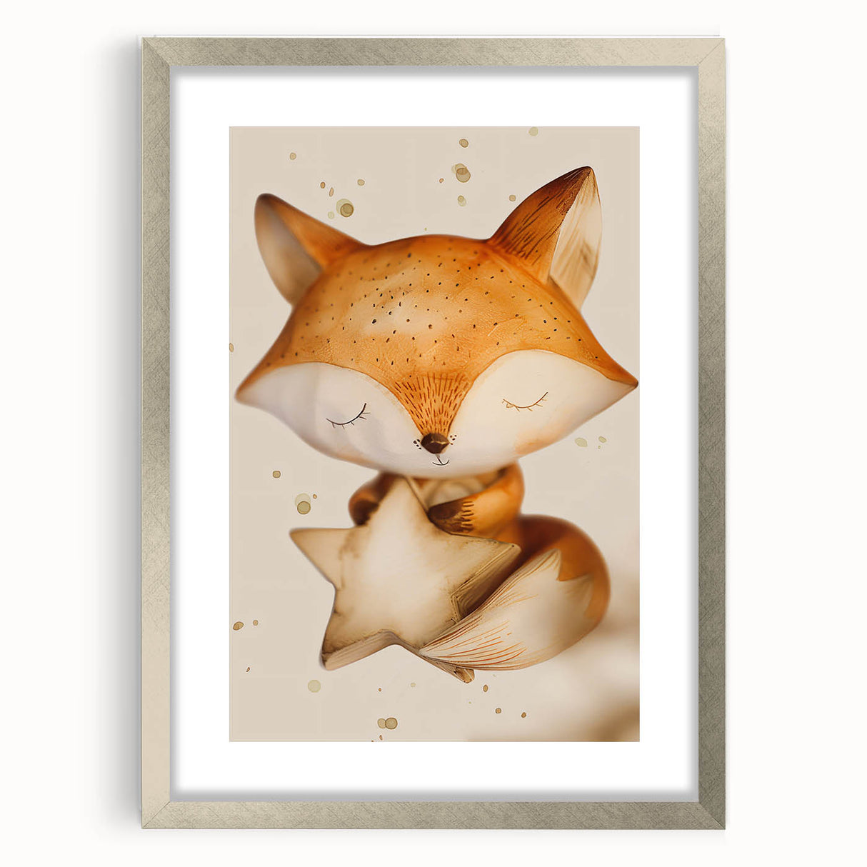 Fox with Star - Kids Room Wall Art Canvas and Framed Options