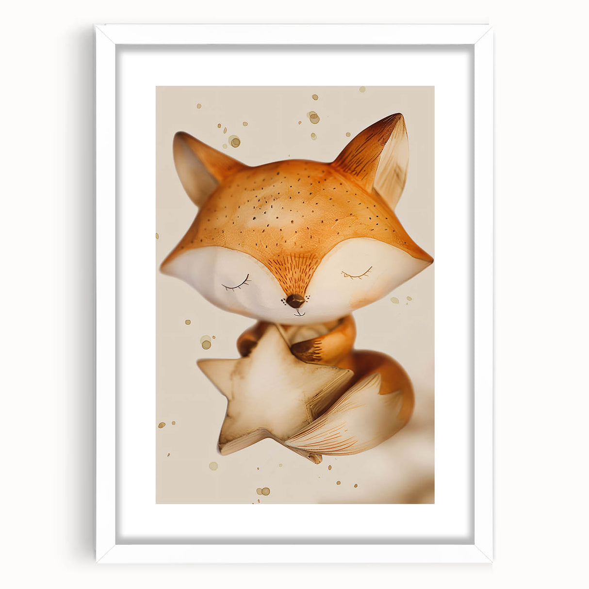 Fox with Star - Kids Room Wall Art Canvas and Framed Options
