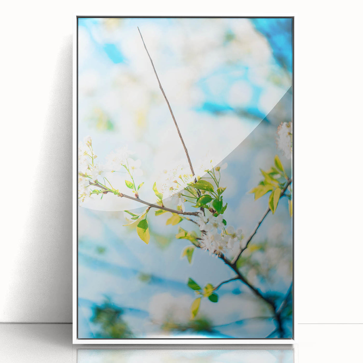 Art deco poster featuring a spring-themed design in pastel shades on white acrylic, ideal for nursery wall art.