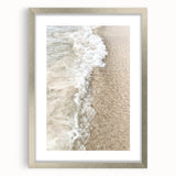 Textured abstract art print in muted earth tones on a framed canvas, suitable for bedroom decor.