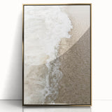Large art print of a mid-century modernist abstract design in gold and white tones on acrylic, ideal for nursery wall decor.