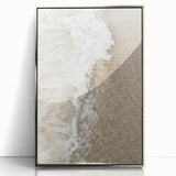 Mid-century modernist art deco poster in muted pastel colors on silver-framed acrylic, ideal for nursery wall art.