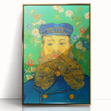 Acrylic print of Van Gogh-inspired art deco poster with gold frame, displaying vibrant colors, ideal for nursery wall art.
