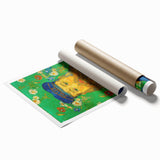 Extra large rolled canvas print featuring Van Gogh-inspired floral art in vibrant colors.