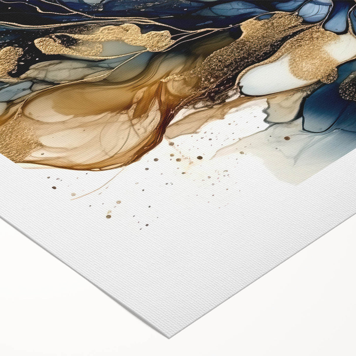 Abstract floral wall art on rolled canvas featuring vibrant colors like deep blue and soft pink, ideal for modern home decor, packaged in a protective tube.
