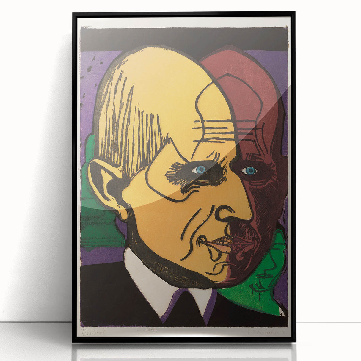 Expressionist Art - Vibrant Dual Portrait with Bold Colors