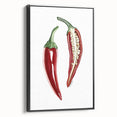 Black and white framed canvas depicting a vintage fruit illustration, ideal for bedroom wall art.