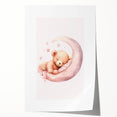 Sleeping Teddy on Moon Print - Nursery Wall Art for Kids