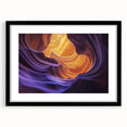Black frame with a mat showcasing a stunning landscape print of canyons, ideal for home decor. Perfect for adding a touch of nature-inspired elegance to your walls.