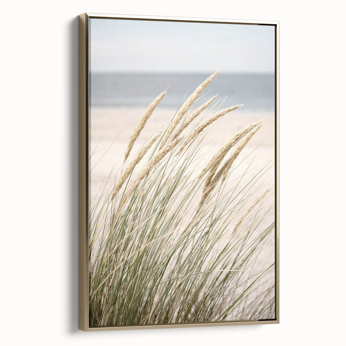 Framed canvas depicting a vintage landscape painting in muted gold and black tones, ideal for bedroom wall art.