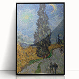 Large abstract wall art featuring swirling blue and yellow patterns on a black acrylic framed print.