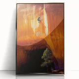 Framed acrylic artwork showcasing a stunning cave landscape with silver accents, set against a sleek black frame, ideal for modern home decor.