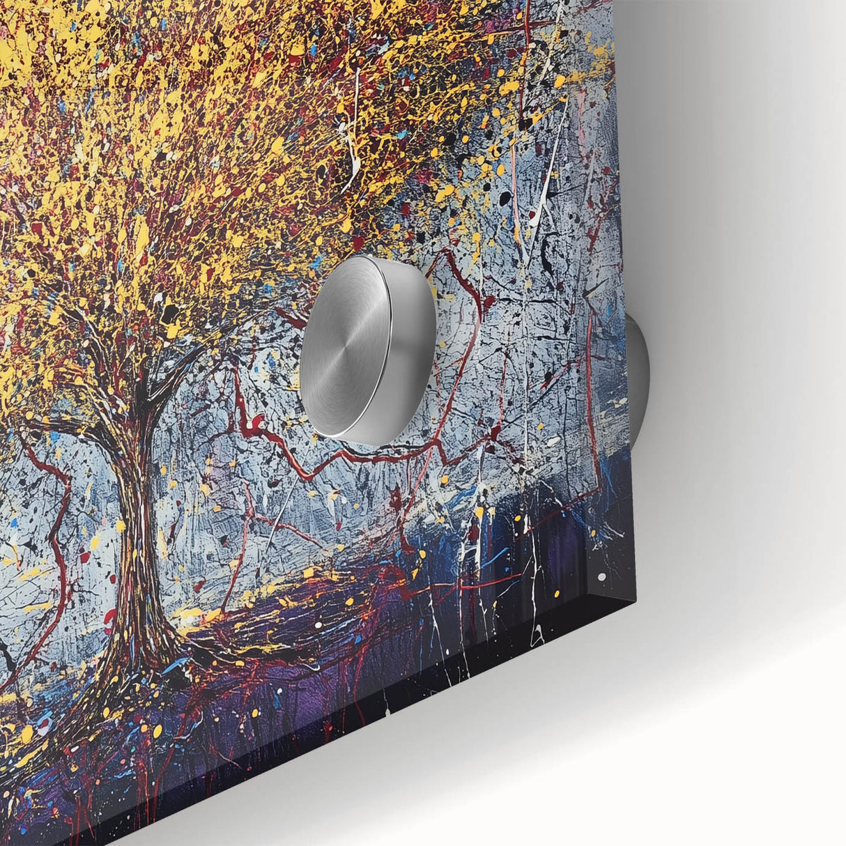 Canvas Art for Dining Area – Vibrant Tree Painting with Yellow Tones