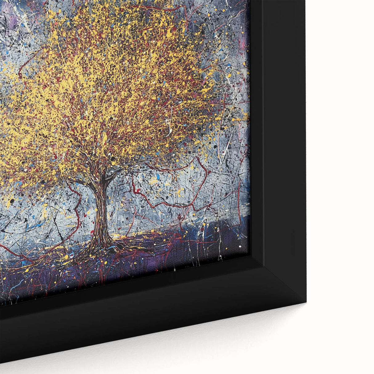 Canvas Art for Dining Area – Vibrant Tree Painting with Yellow Tones