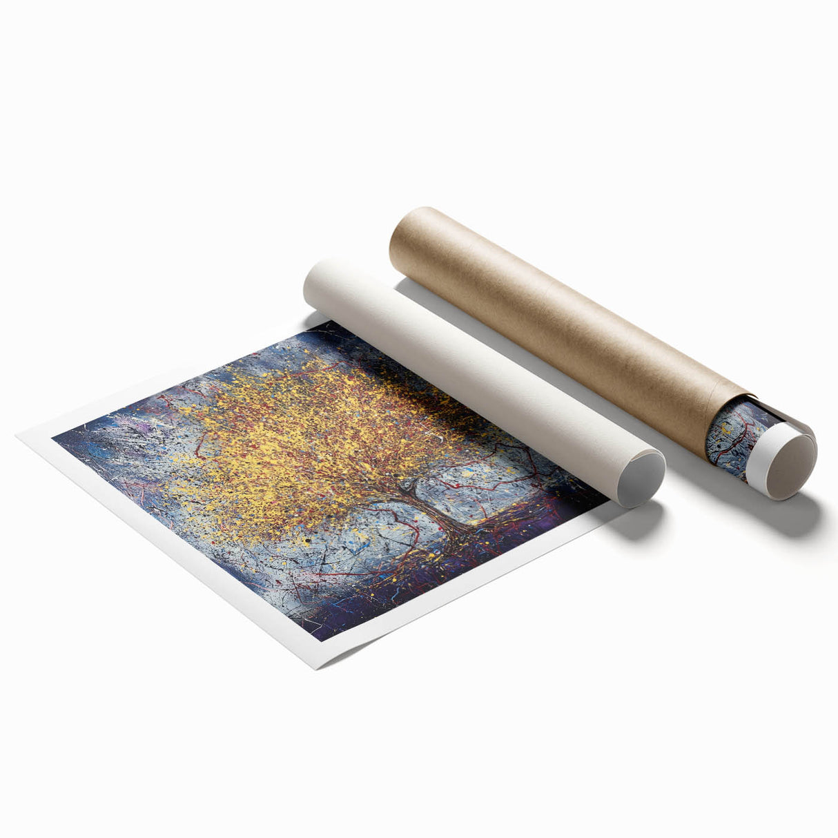 Canvas Art for Dining Area – Vibrant Tree Painting with Yellow Tones