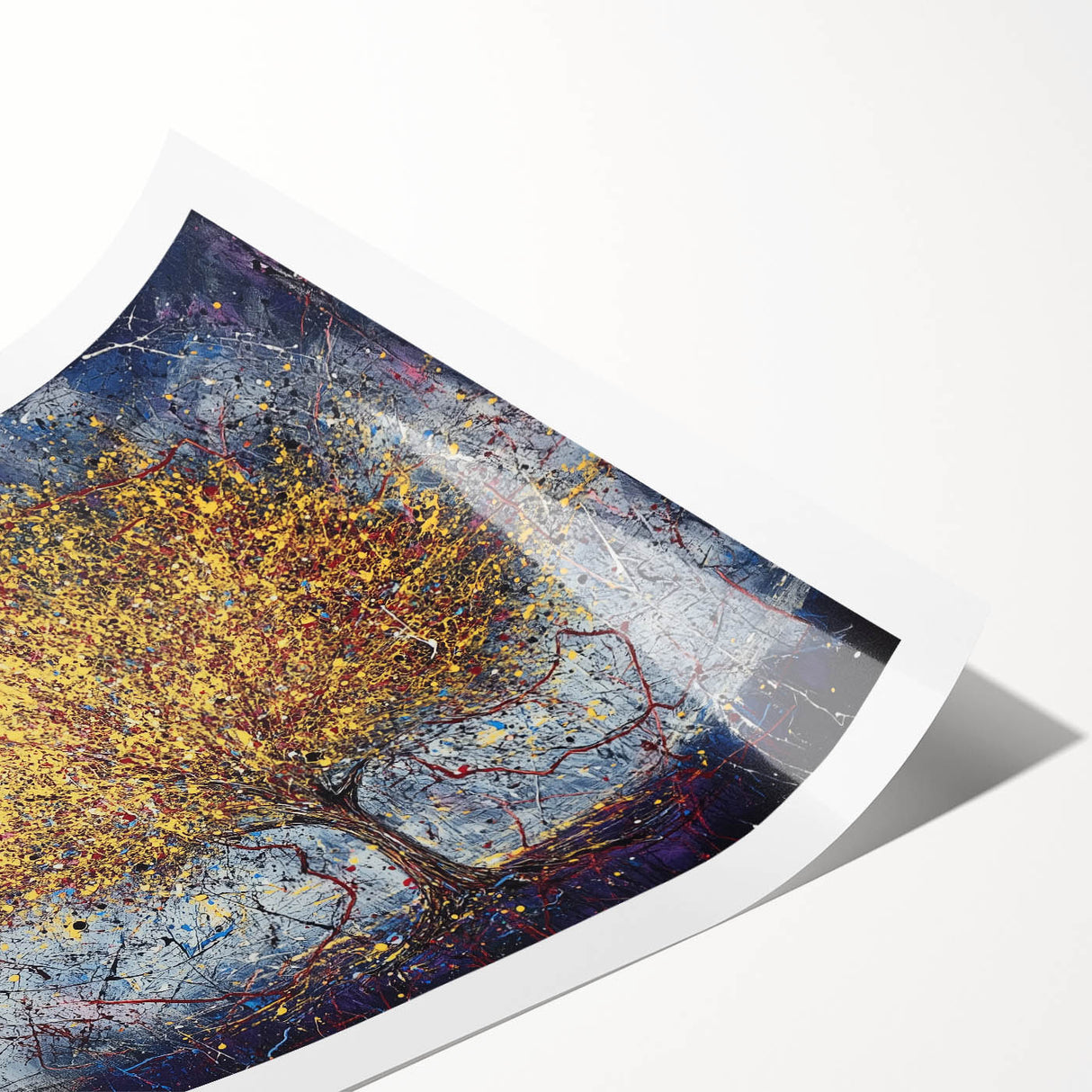 Canvas Art for Dining Area – Vibrant Tree Painting with Yellow Tones
