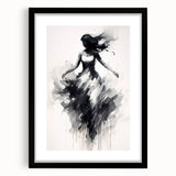 Abstract figurative frame with a mat in a sleek black finish, showcasing a modern artistic design, suitable for contemporary home decor.